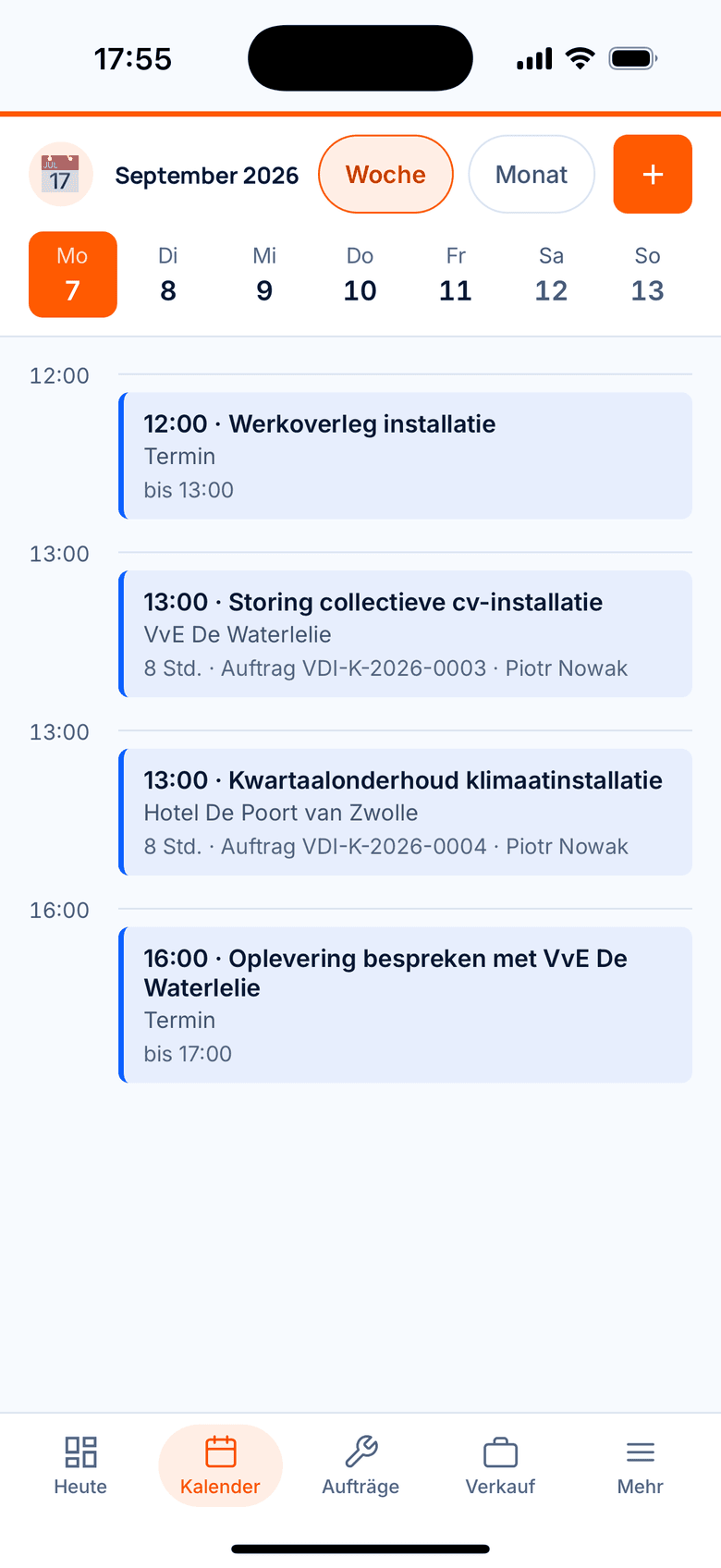 Kalender mit den Terminen des Tages