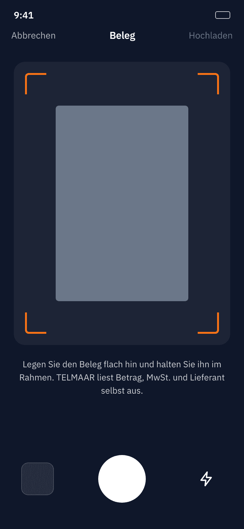 Beleg mit der Kamera scannen