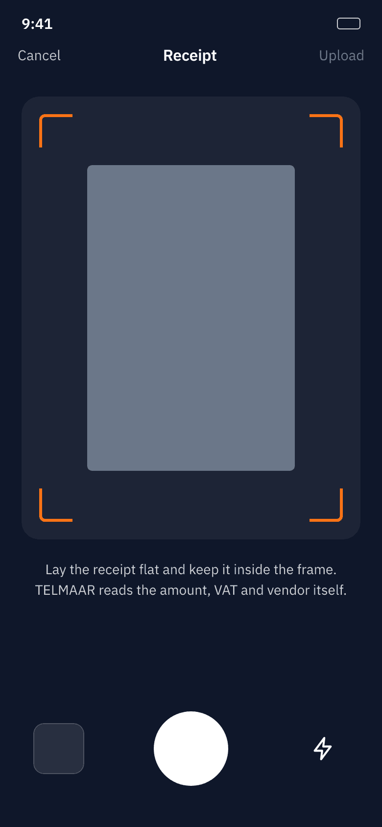 Scanning a receipt with the camera