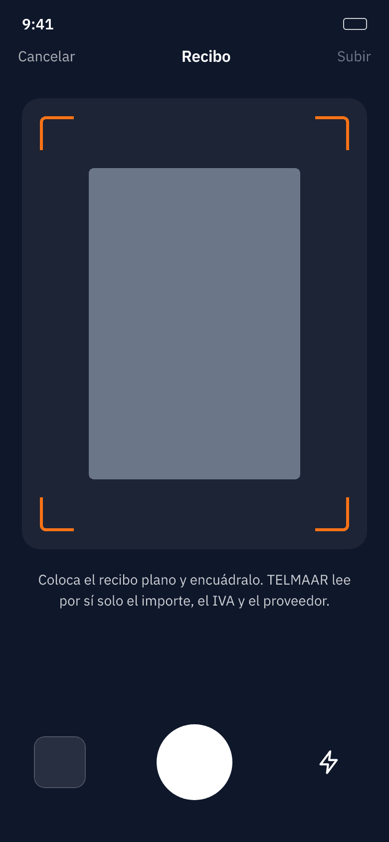 Escaneo de un recibo con la cámara