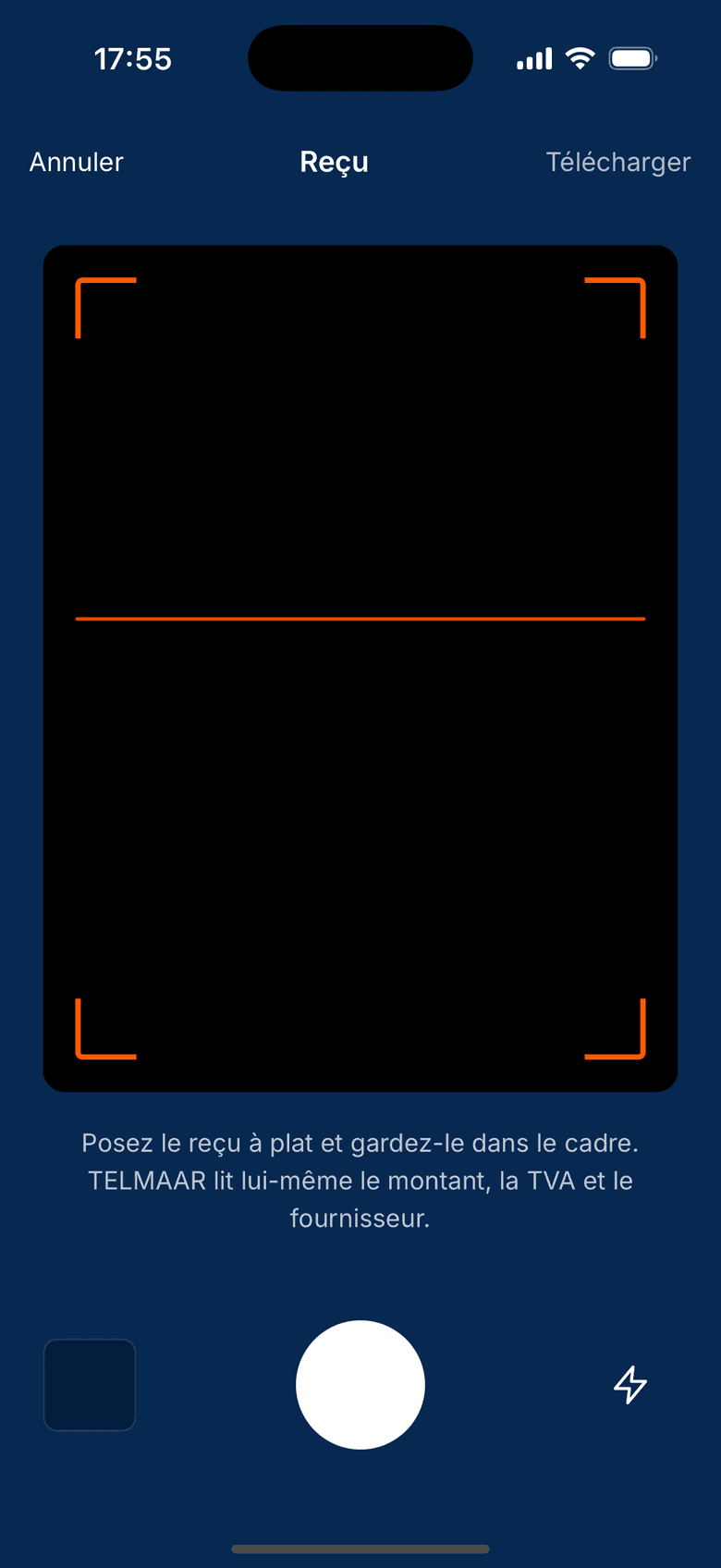 Numérisation d'un reçu avec l'appareil photo