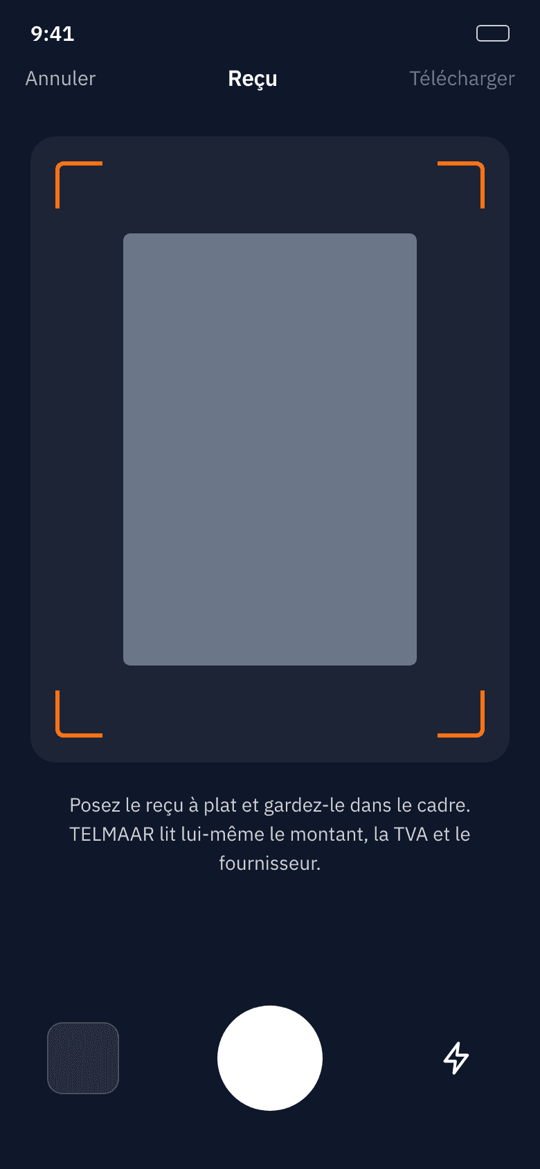 Numérisation d'un reçu avec l'appareil photo