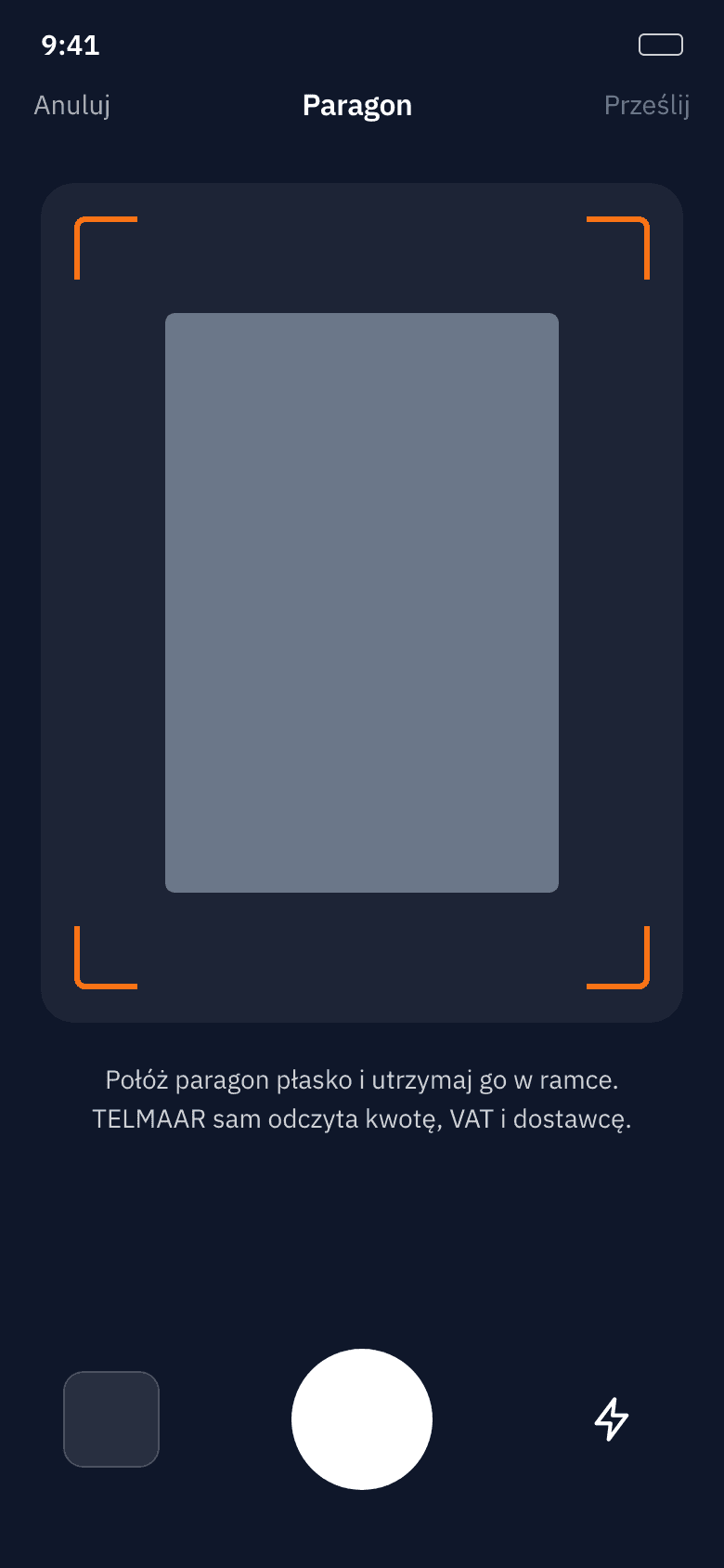 Skanowanie paragonu aparatem