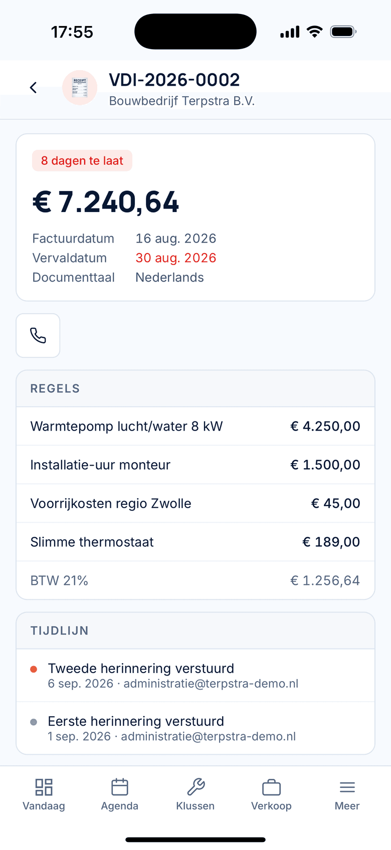 Nieuwe factuur met regels en totalen