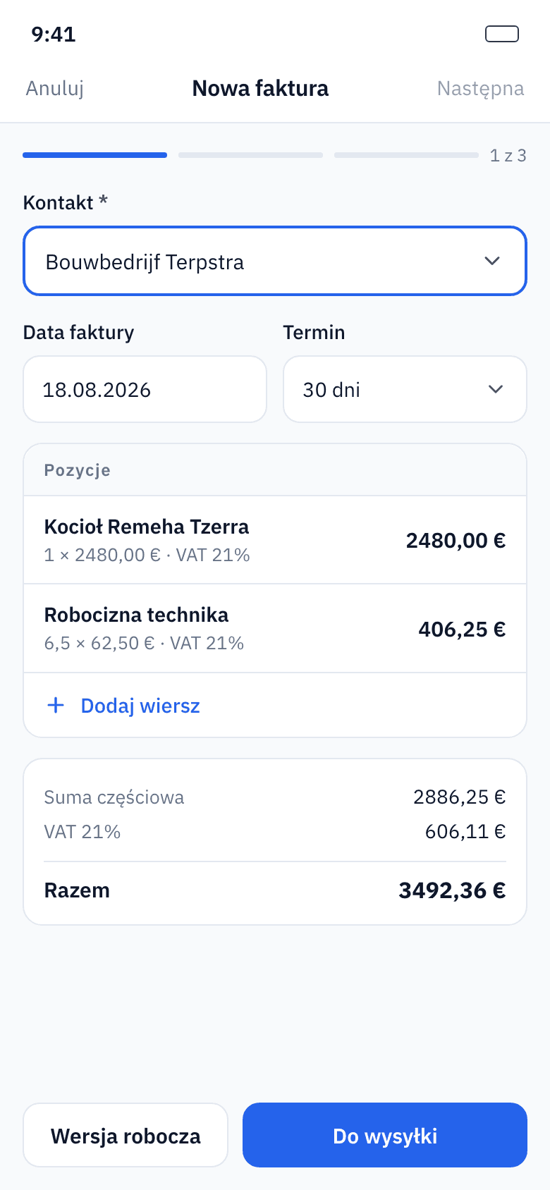 Faktura tego samego dnia
