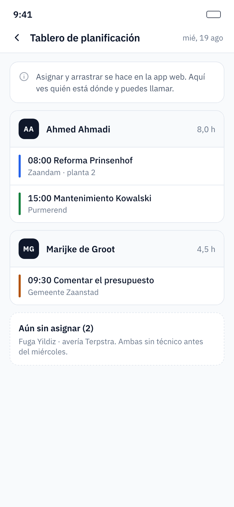 Quién está dónde, y cuándo
