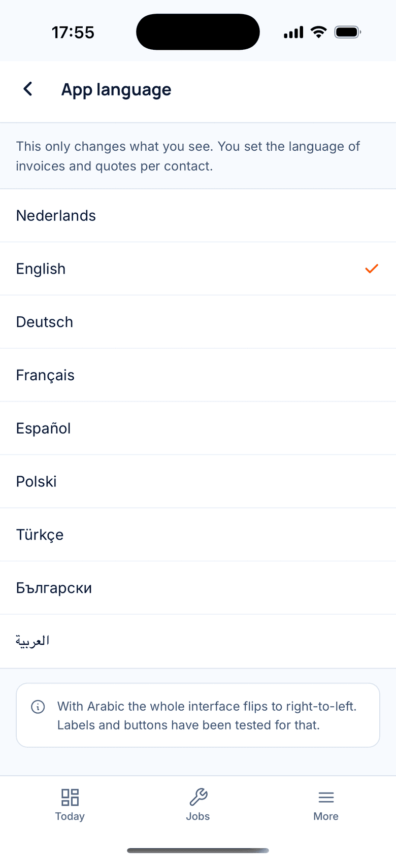 Language selection at sign-in