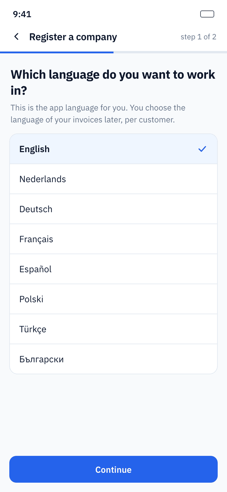 Language selection at sign-in