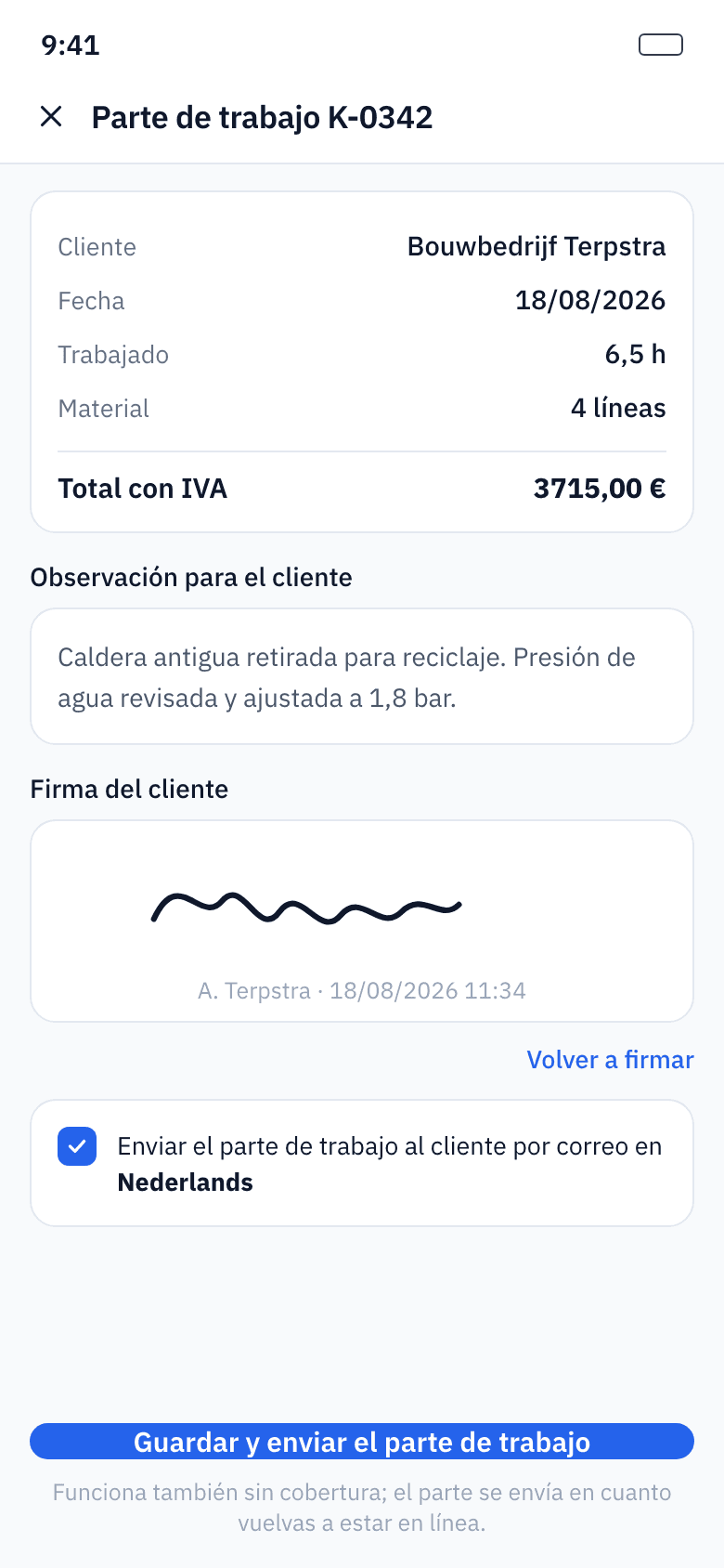 El cliente firma en tu pantalla