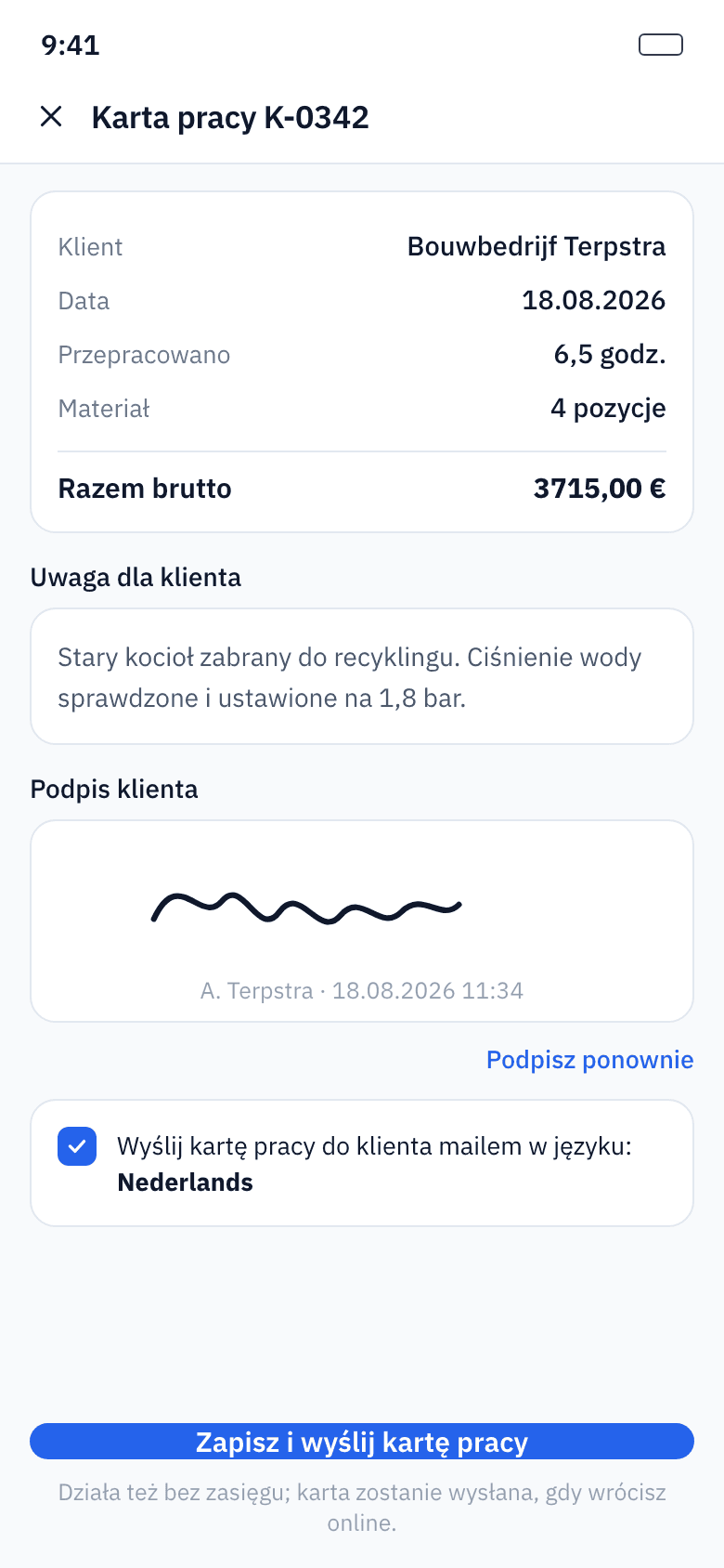 Klient podpisuje na Twoim ekranie